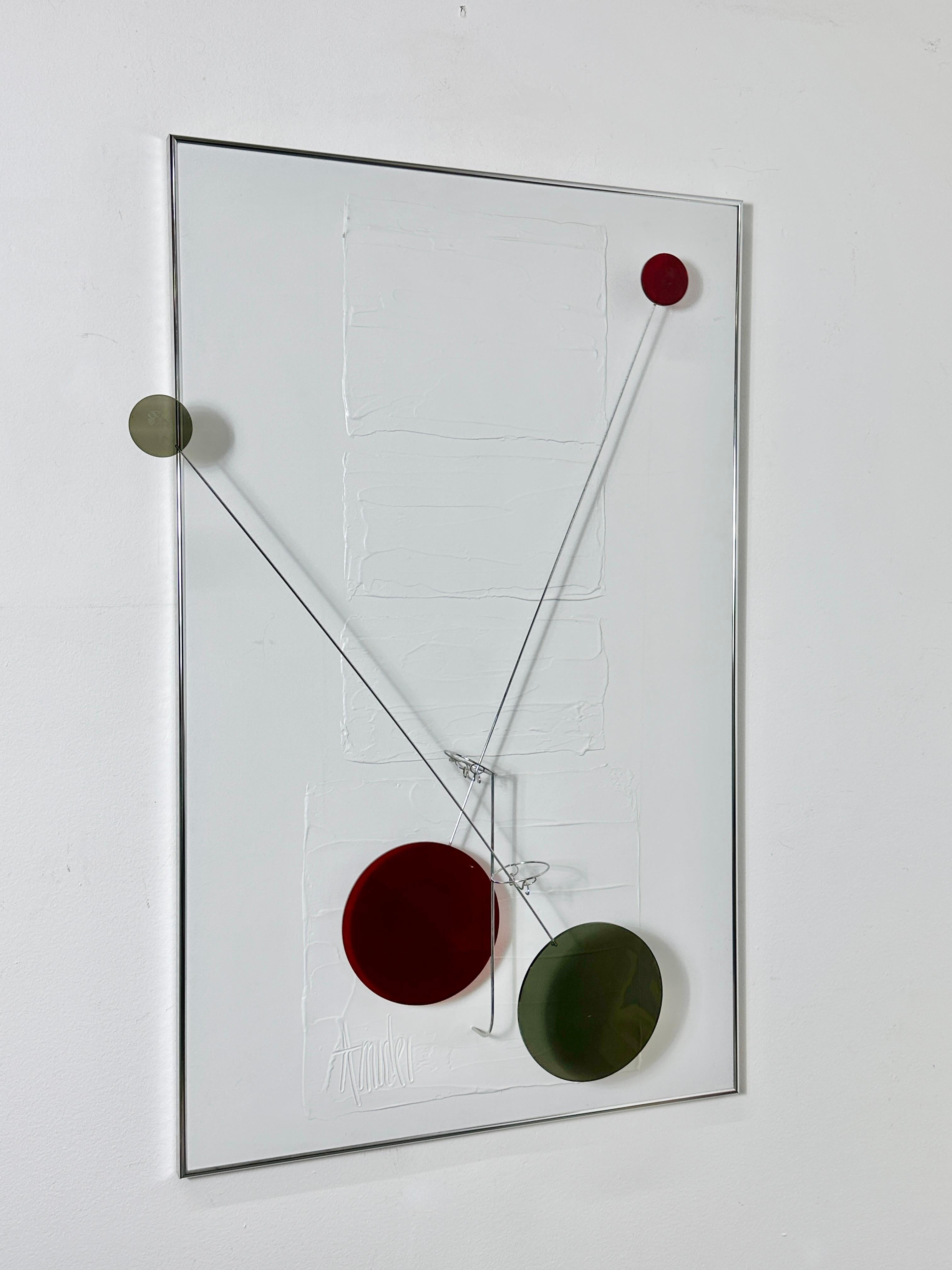 American Vintage Modern Contemporary Kinetic Art Mobile Wall Sculpture by Amidei 1980s For Sale