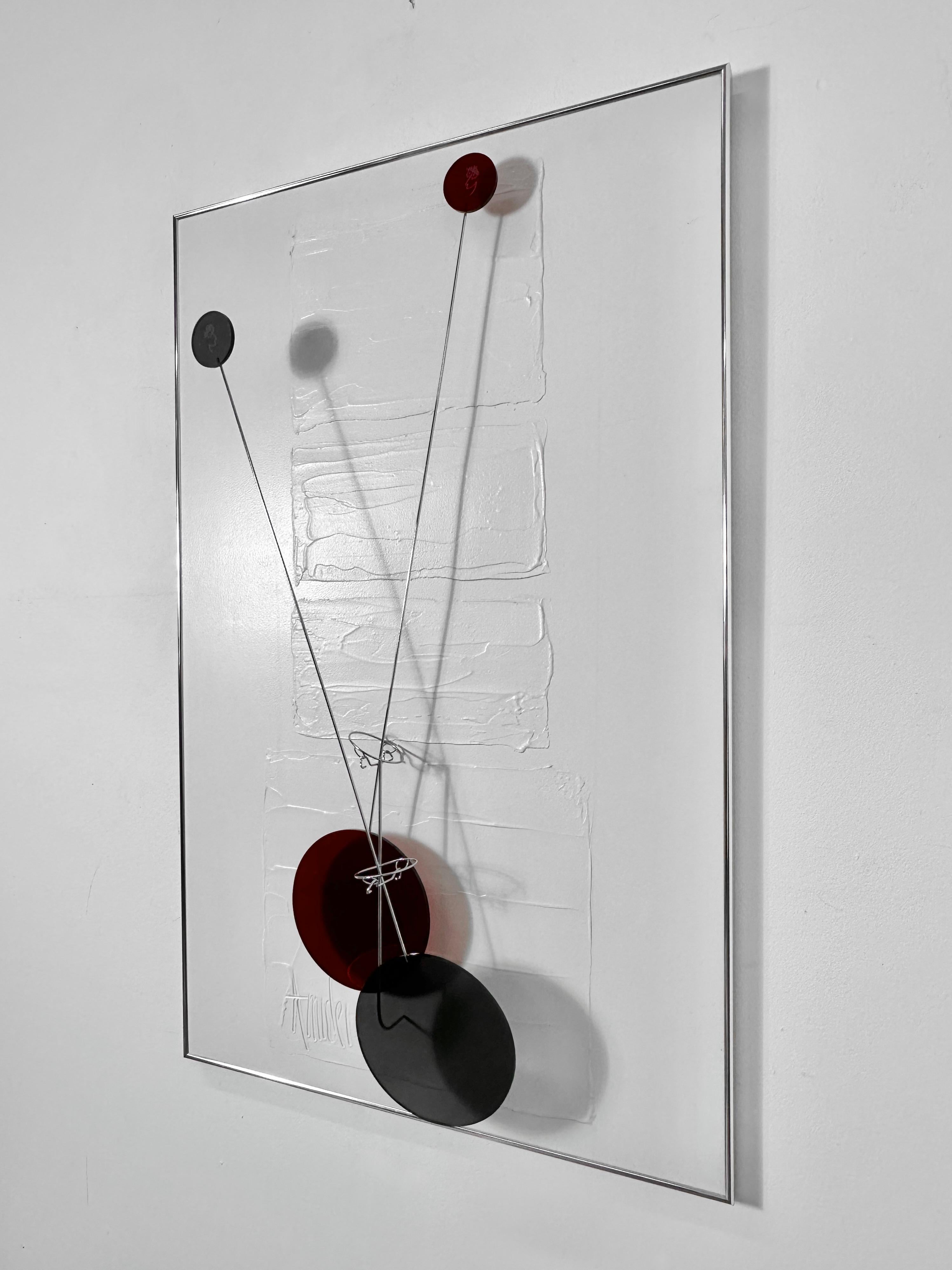 Vintage Modern Contemporary Kinetic Art Mobile Wall Sculpture by Amidei 1980s In Good Condition For Sale In Troy, MI