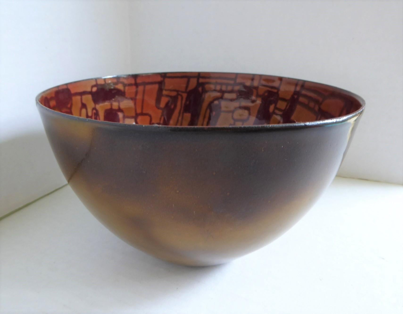 Vintage Modern Copper Enamel Bowl Donna Read Texas Technological College For Sale 3