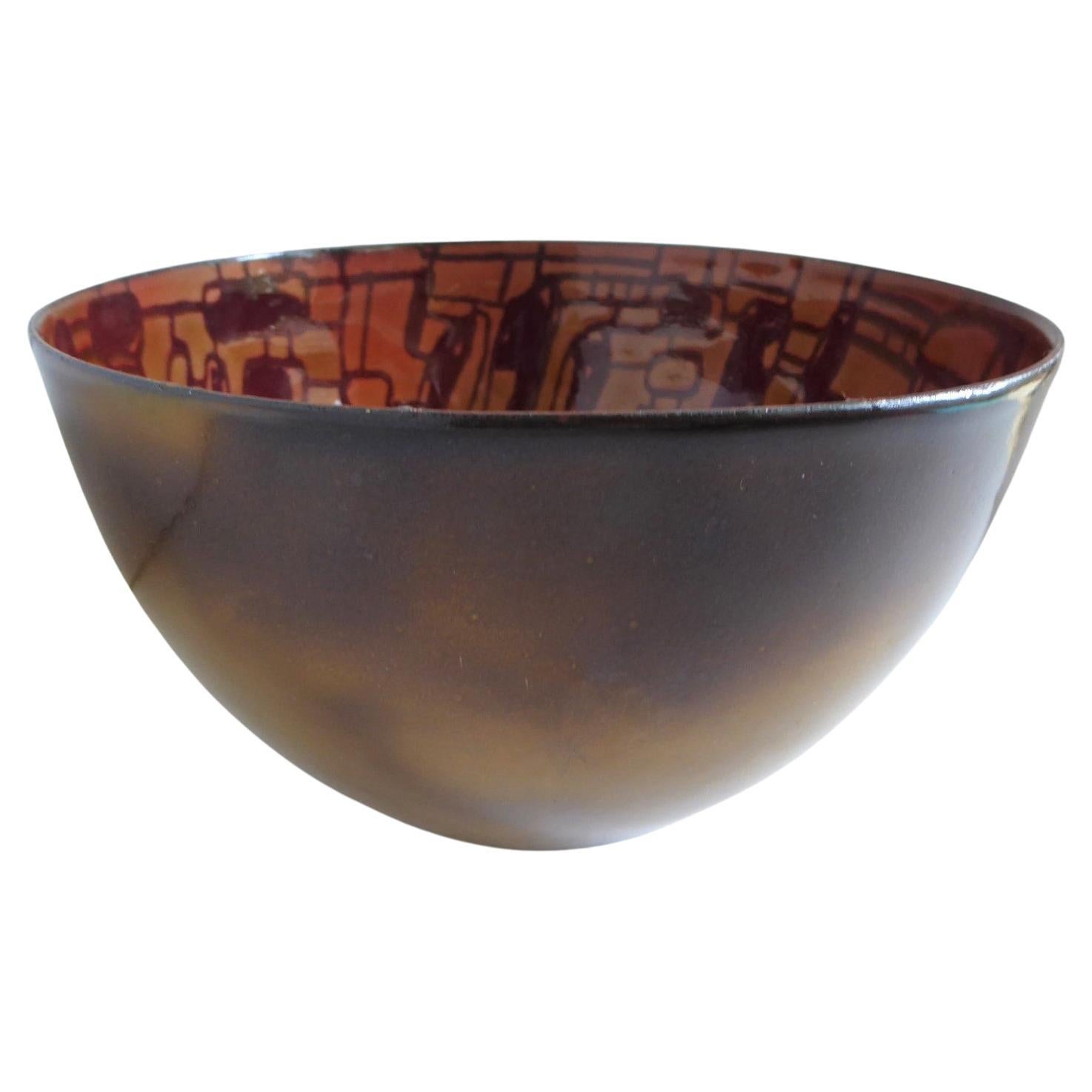 Vintage Modern Copper Enamel Bowl Donna Read Texas Technological College For Sale