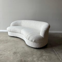 Vintage Modern Curved Sofa, Newly Upholstered, Pair Available