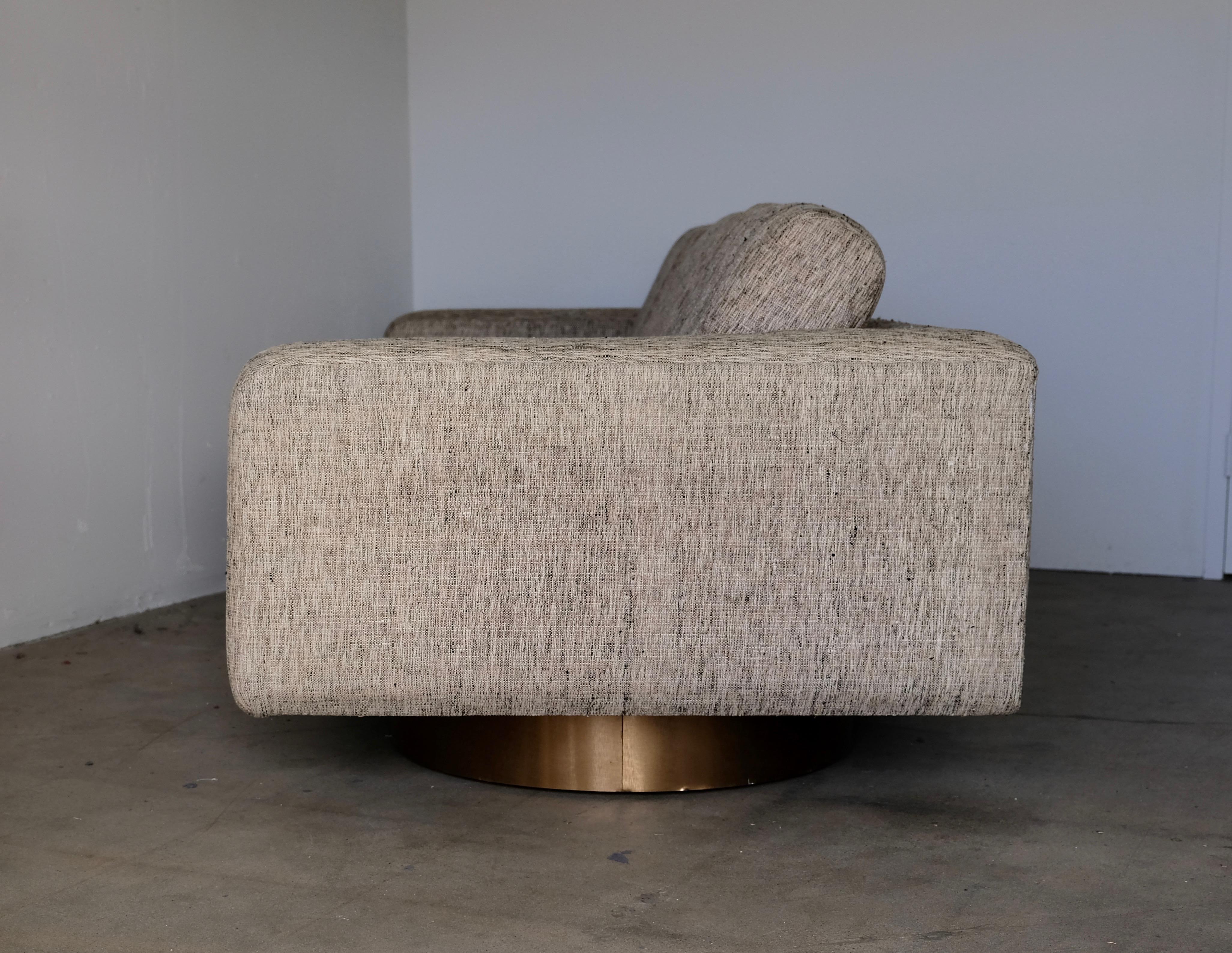 Vintage Modern Custom Sofa Floating on Brushed Brass Plinth Base 5