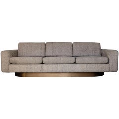 Vintage Modern Custom Sofa Floating on Brushed Brass Plinth Base