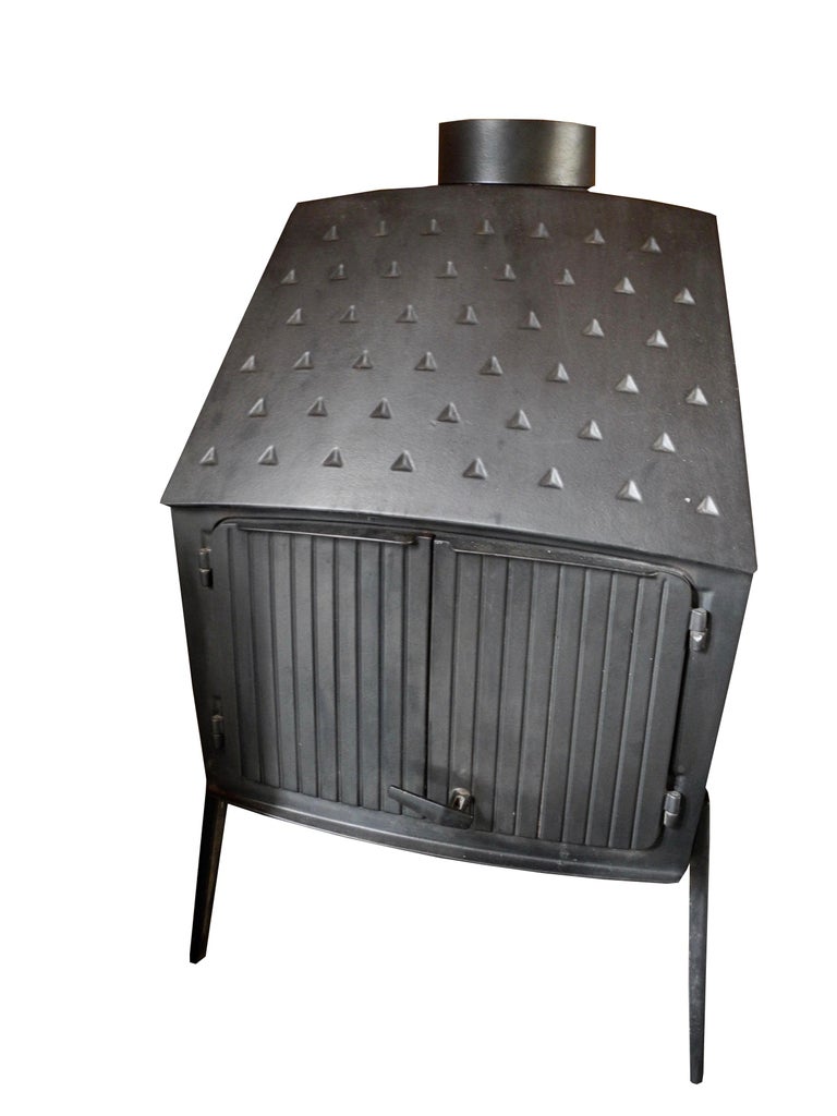 Vintage Modern Danish Black Cast Iron Wood Stove and ...