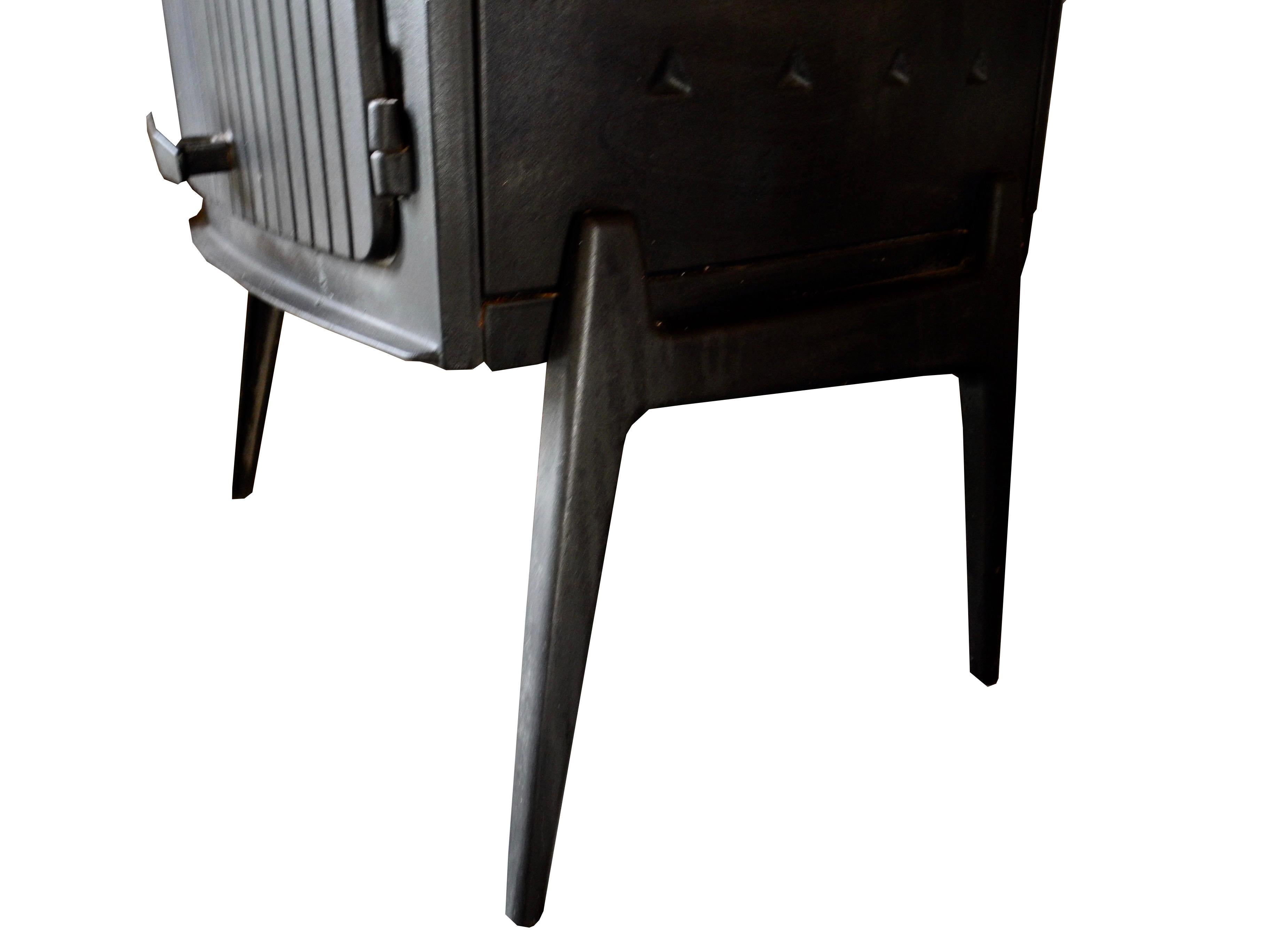 20th Century Vintage Modern Danish Black Cast Iron Wood Stove and Fireplace by Morsø, Denmark