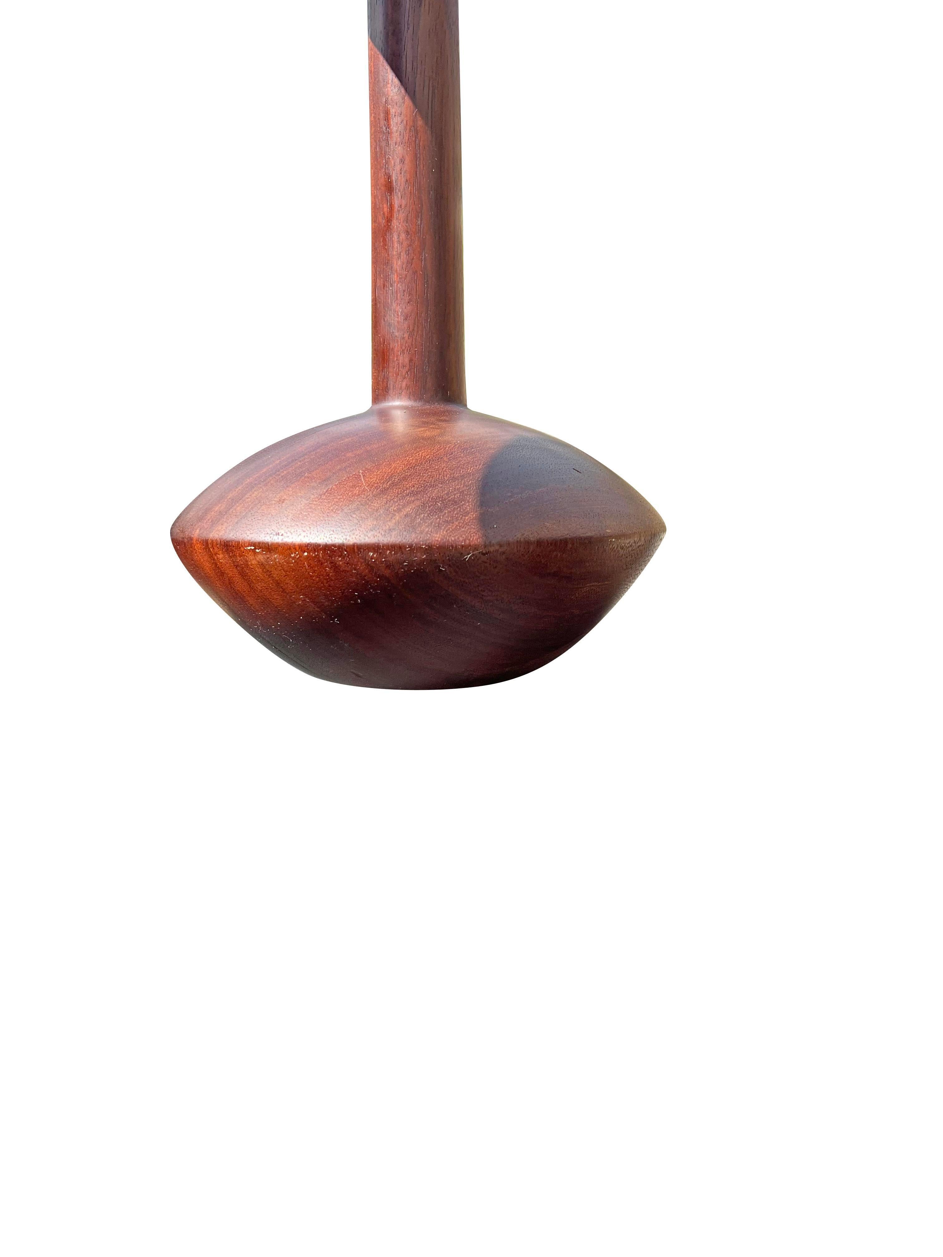 Mid-20th Century Vintage Modern Danish Style Round Teak Table Lamp. Solid Wood For Sale