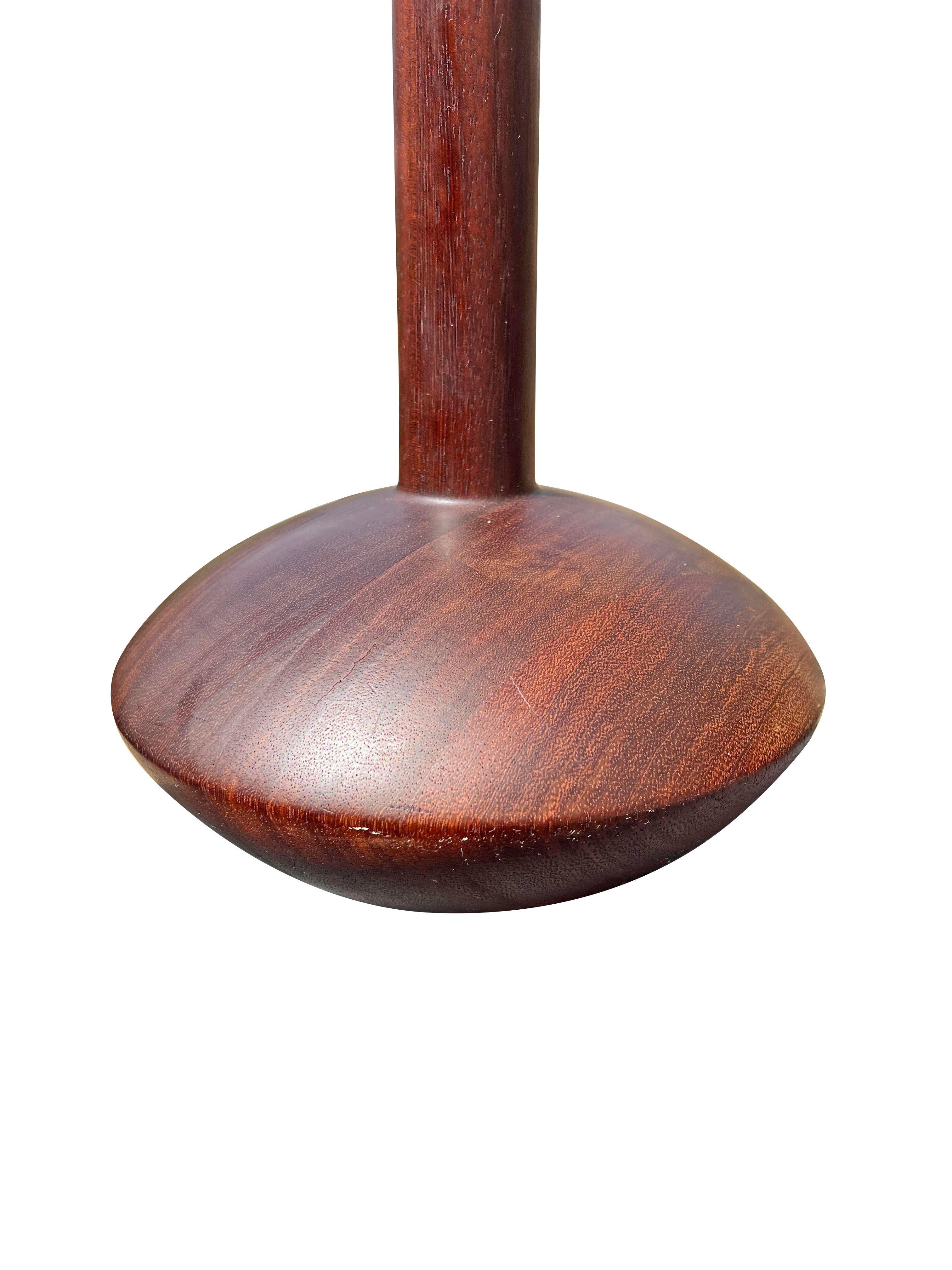 Vintage Modern Danish Style Round Teak Table Lamp. Solid Wood For Sale 2