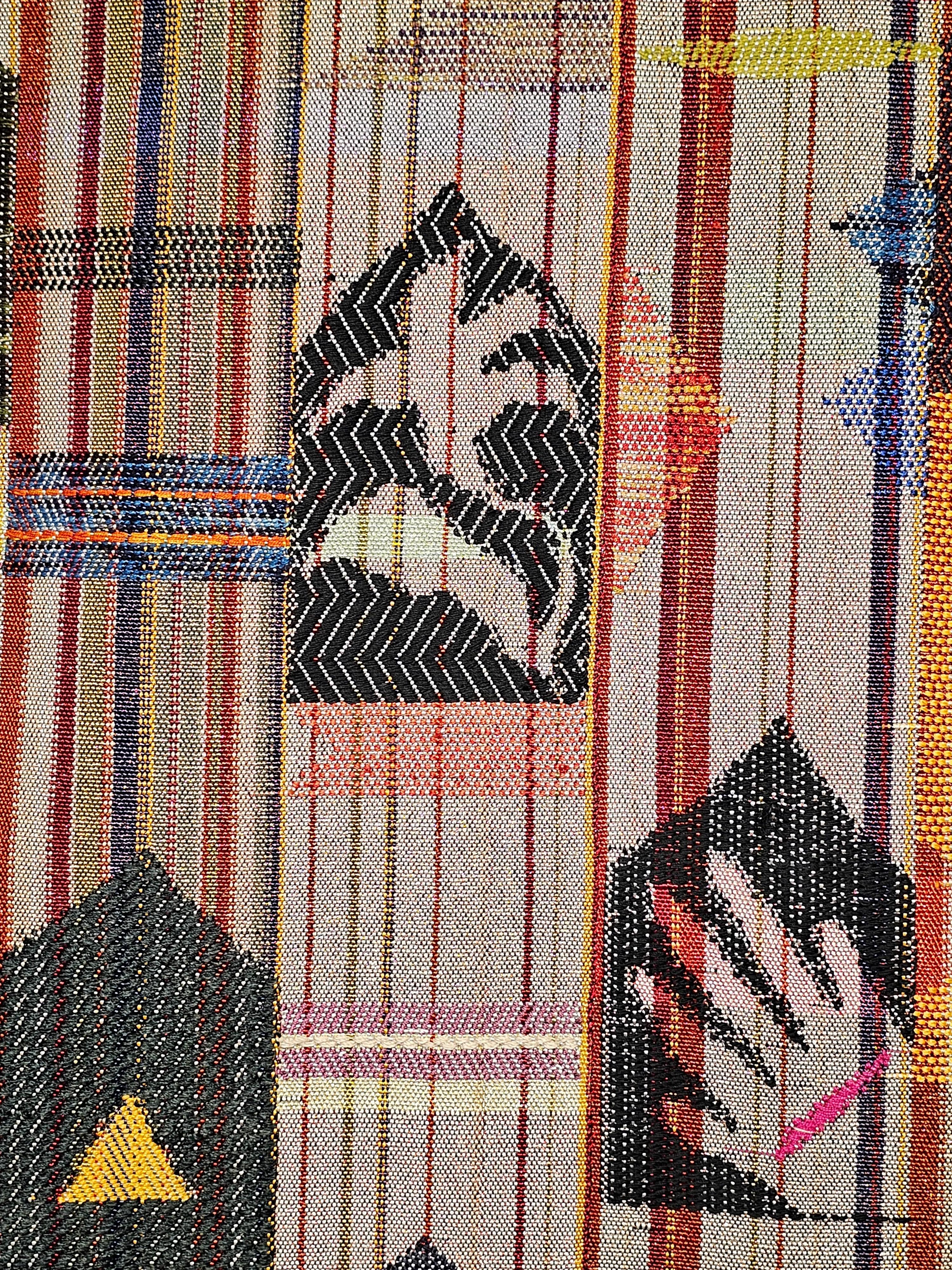 Late 20th Century Vintage Modern Design Handwoven Textile Tapestry Wall Art with Figural Forms