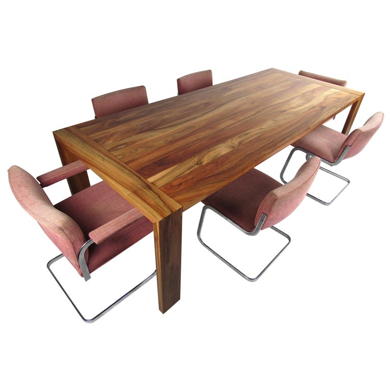 Vintage Modern Dining Set With Large Dining Table And Cantilevered Chairs For Sale At 1stdibs
