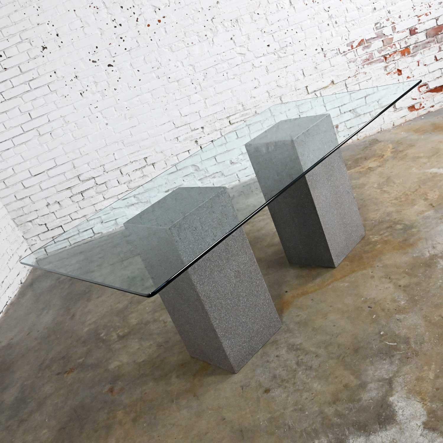 rectangular glass top pedestal dining table