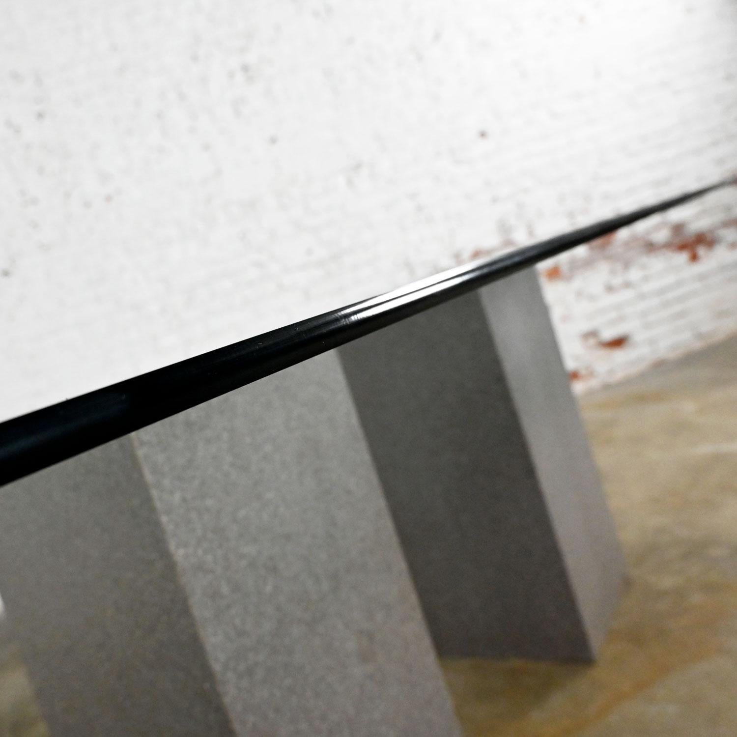 Vintage Modern Double Pedestal Dining Table with Rectangular Glass Top en vente 1