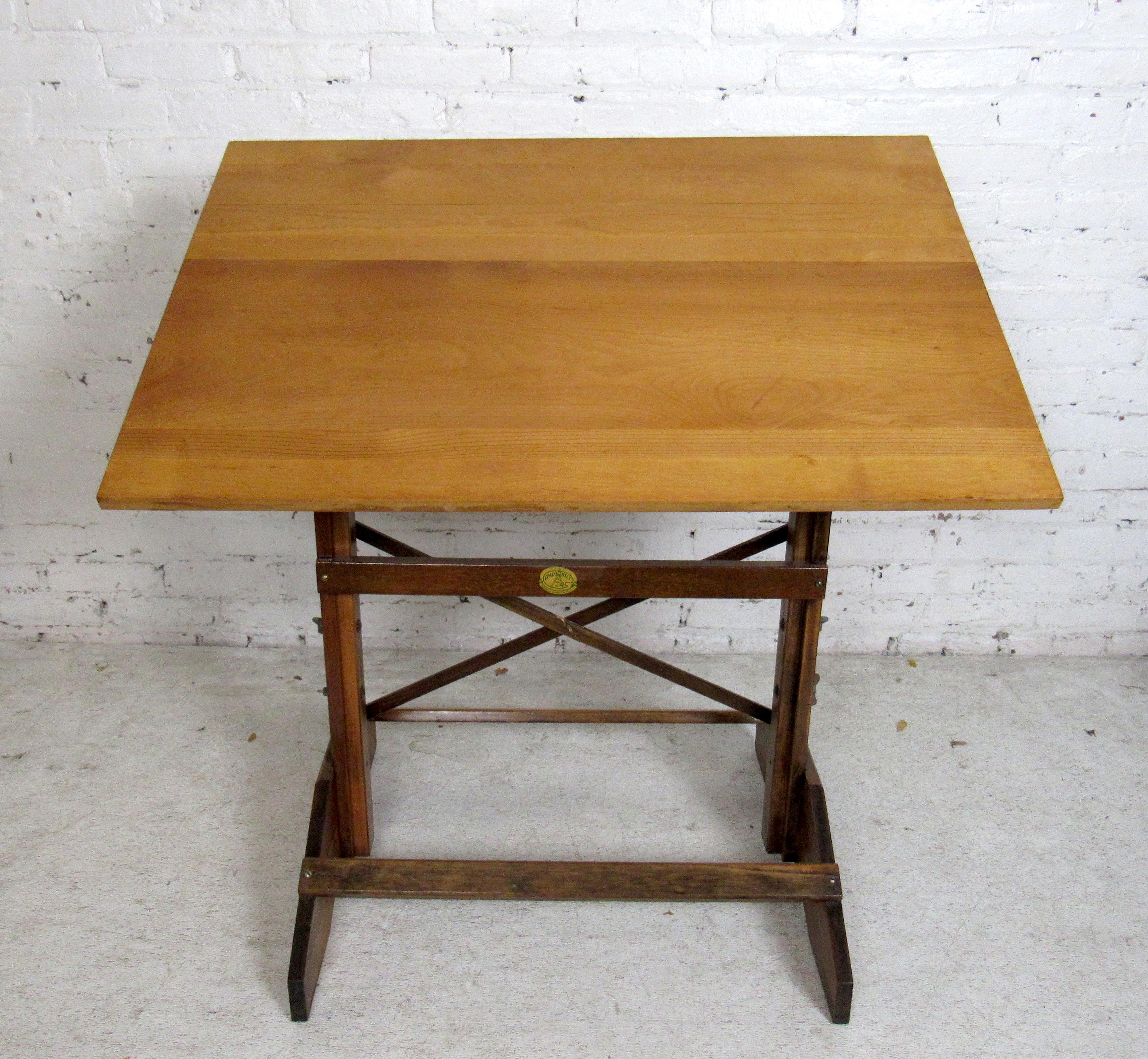 This vintage drafting table by Anco Bilt offers adjustable height and tilt, and makes a wonderful workspace for artists or students. 

(Please confirm item location - NY or NJ - with dealer).
