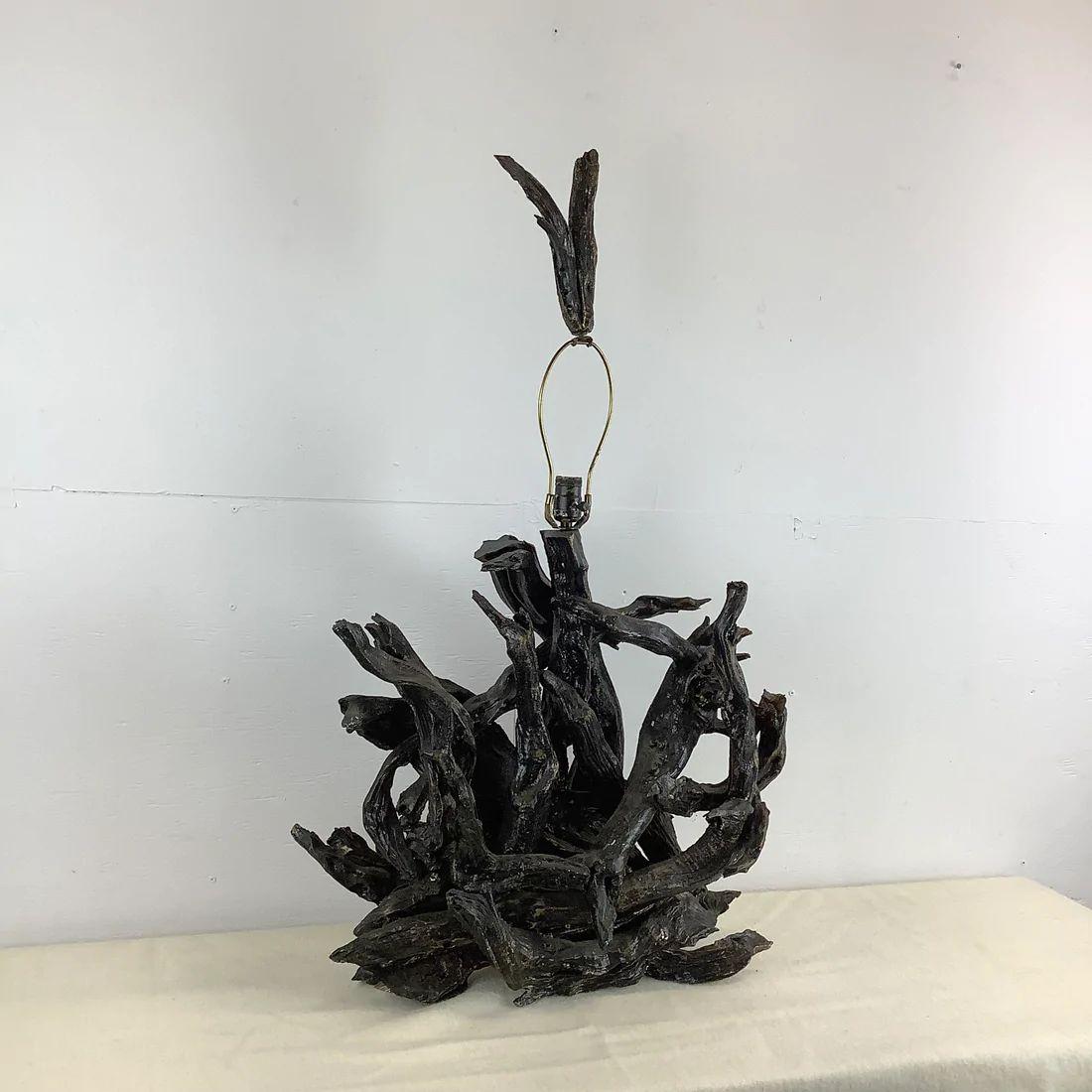 Vintage Modern Driftwood Table Lamp In Good Condition For Sale In Trenton, NJ
