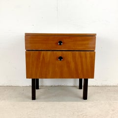 Vintage Scandinavian Modern Nightstand with Drop-Front Design