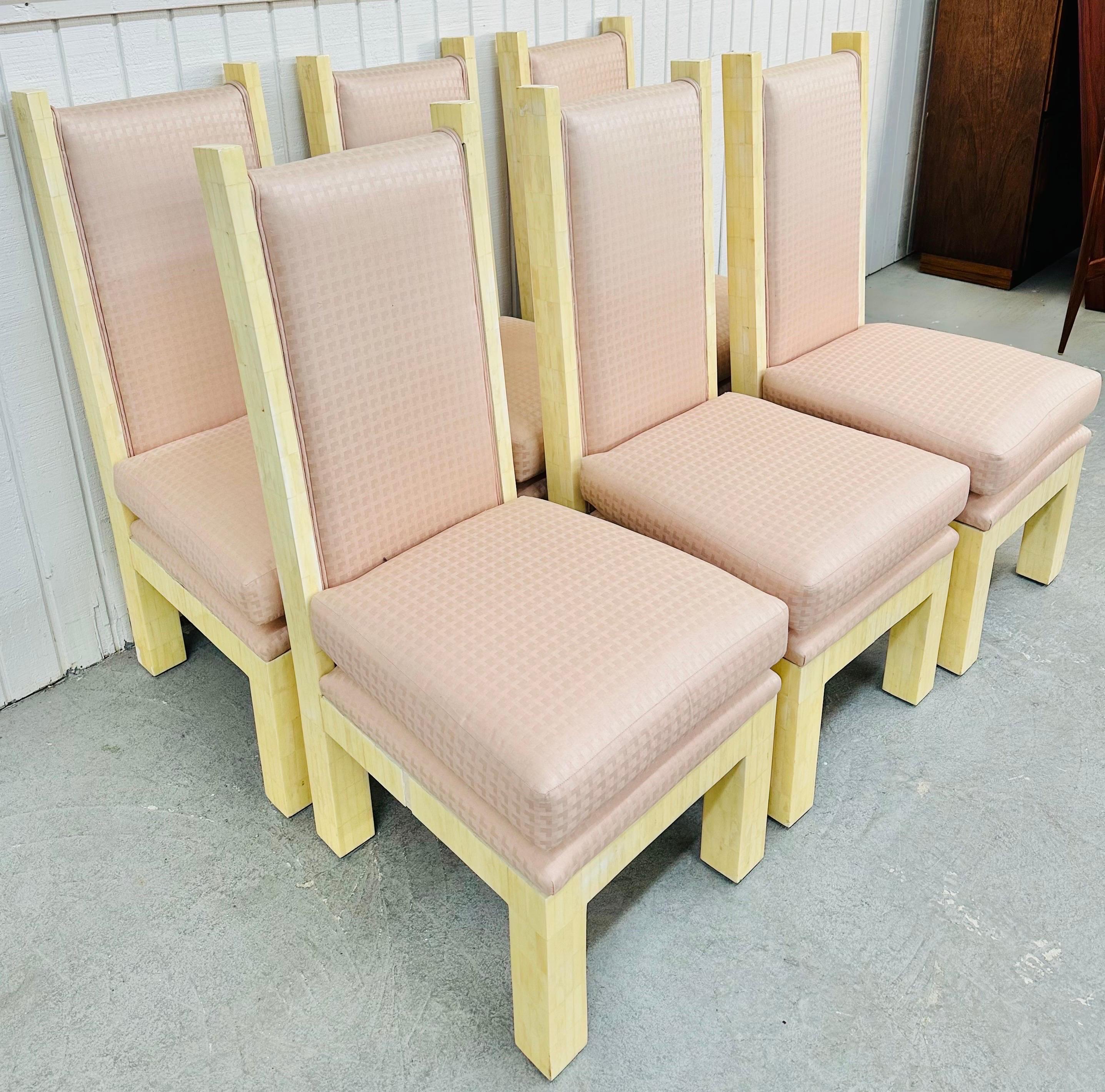 Post-Modern Vintage Modern Enrique Garcel Tessellated Dining Chairs - Set of 6 For Sale