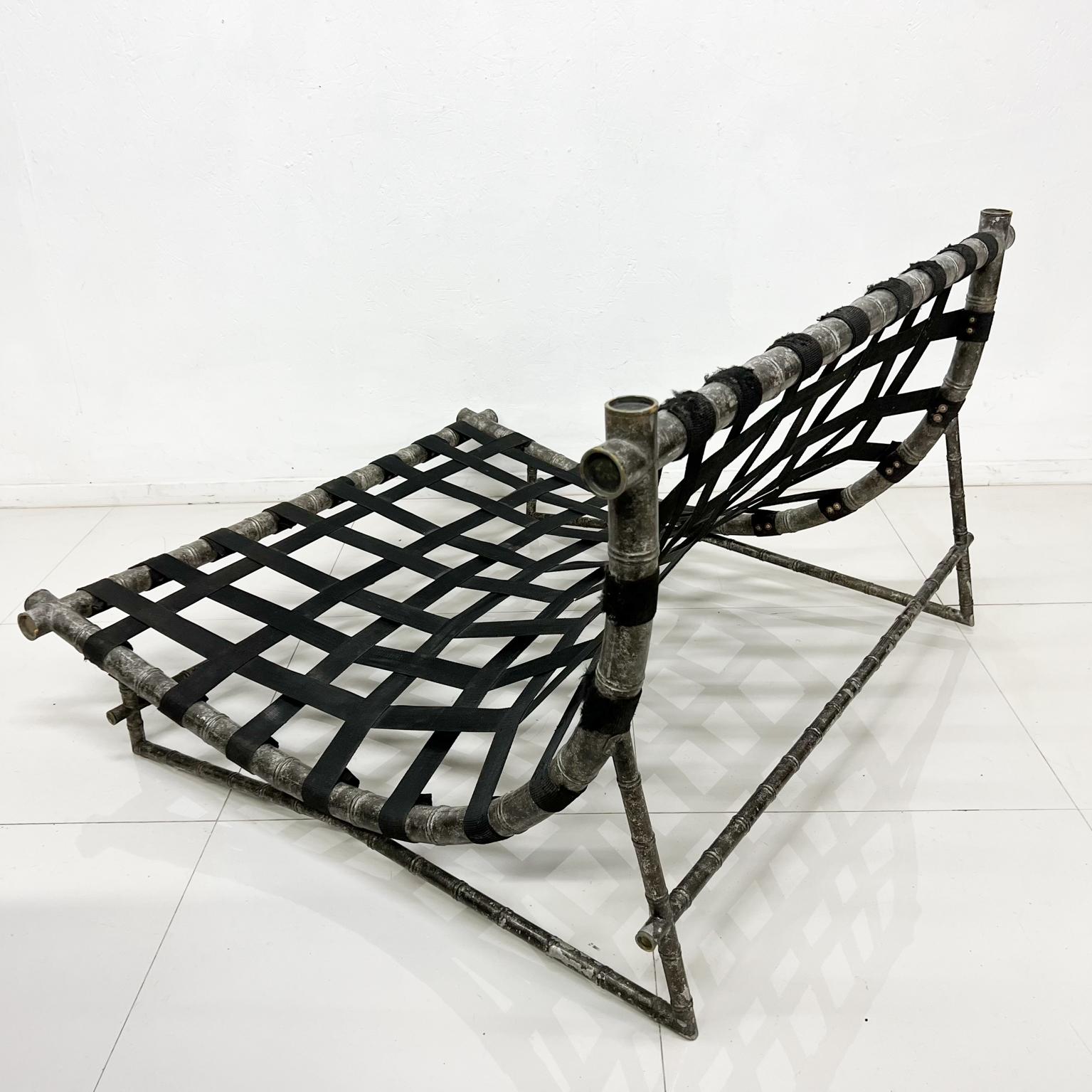 1960s Contoured Low Chaise Lounge Chair Faux Bamboo & Aluminum Mexico City 6