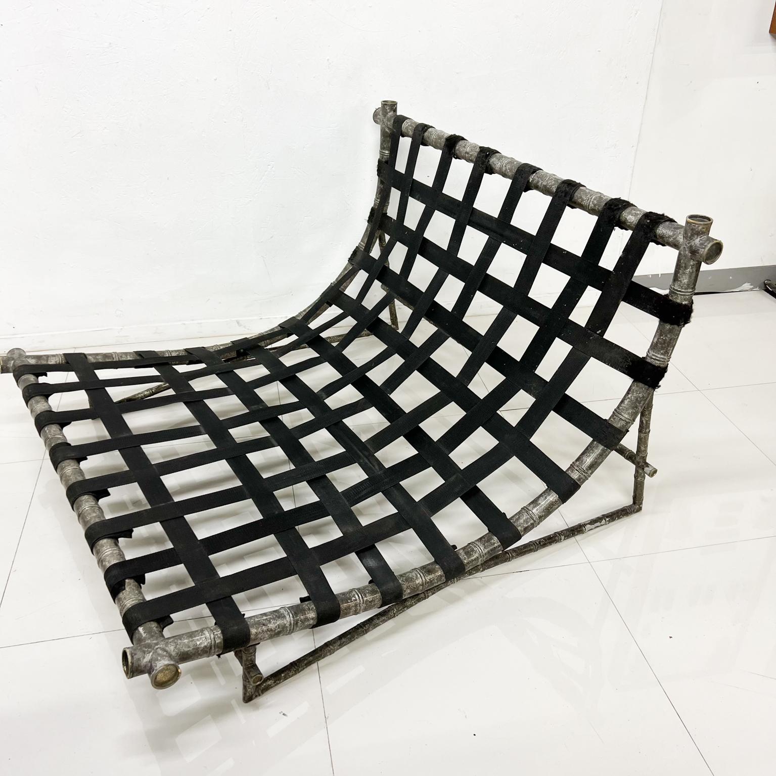 1960s Contoured Low Chaise Lounge Chair Faux Bamboo & Aluminum Mexico City 2
