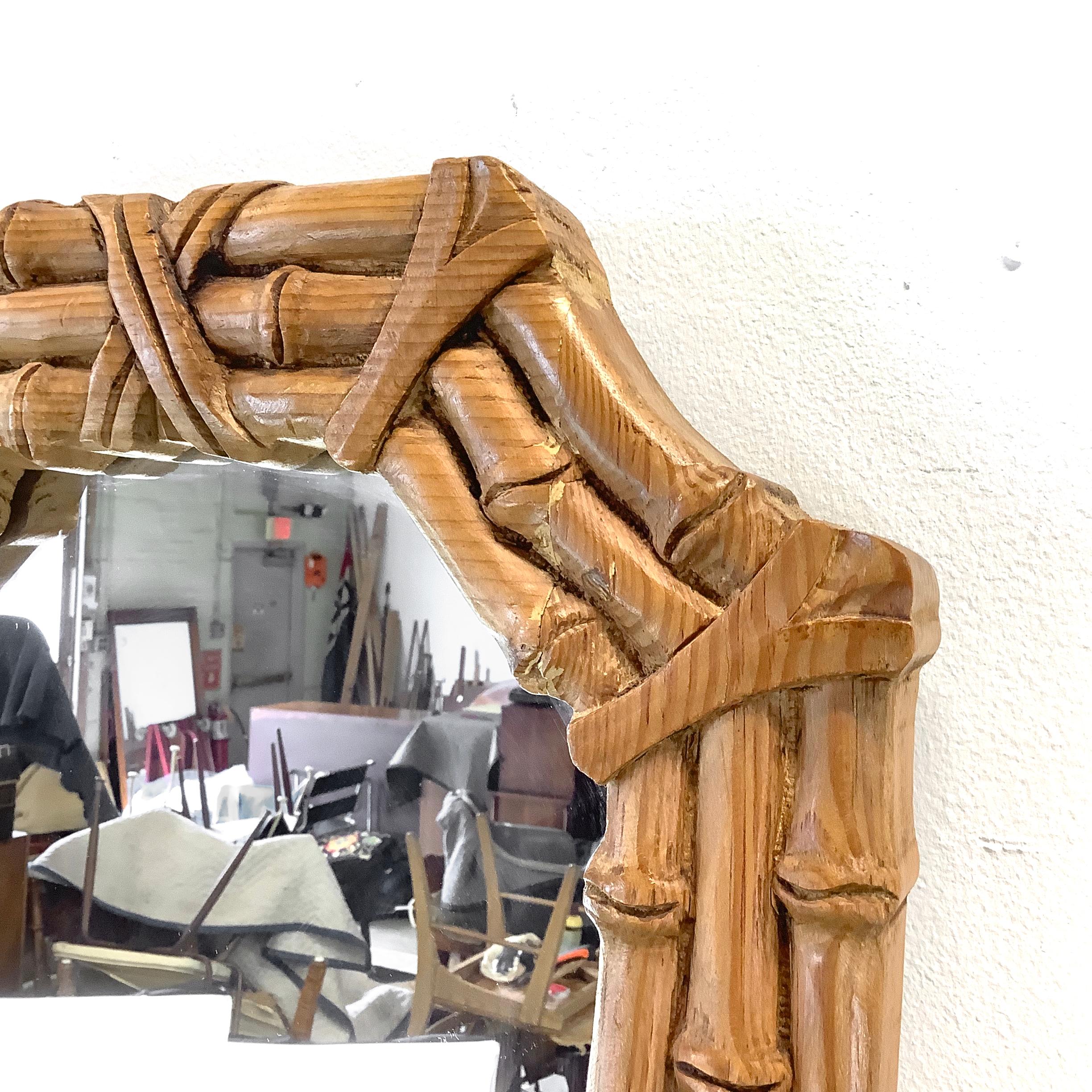 Specchio da parete in finto bambù moderno e vintage in vendita 4