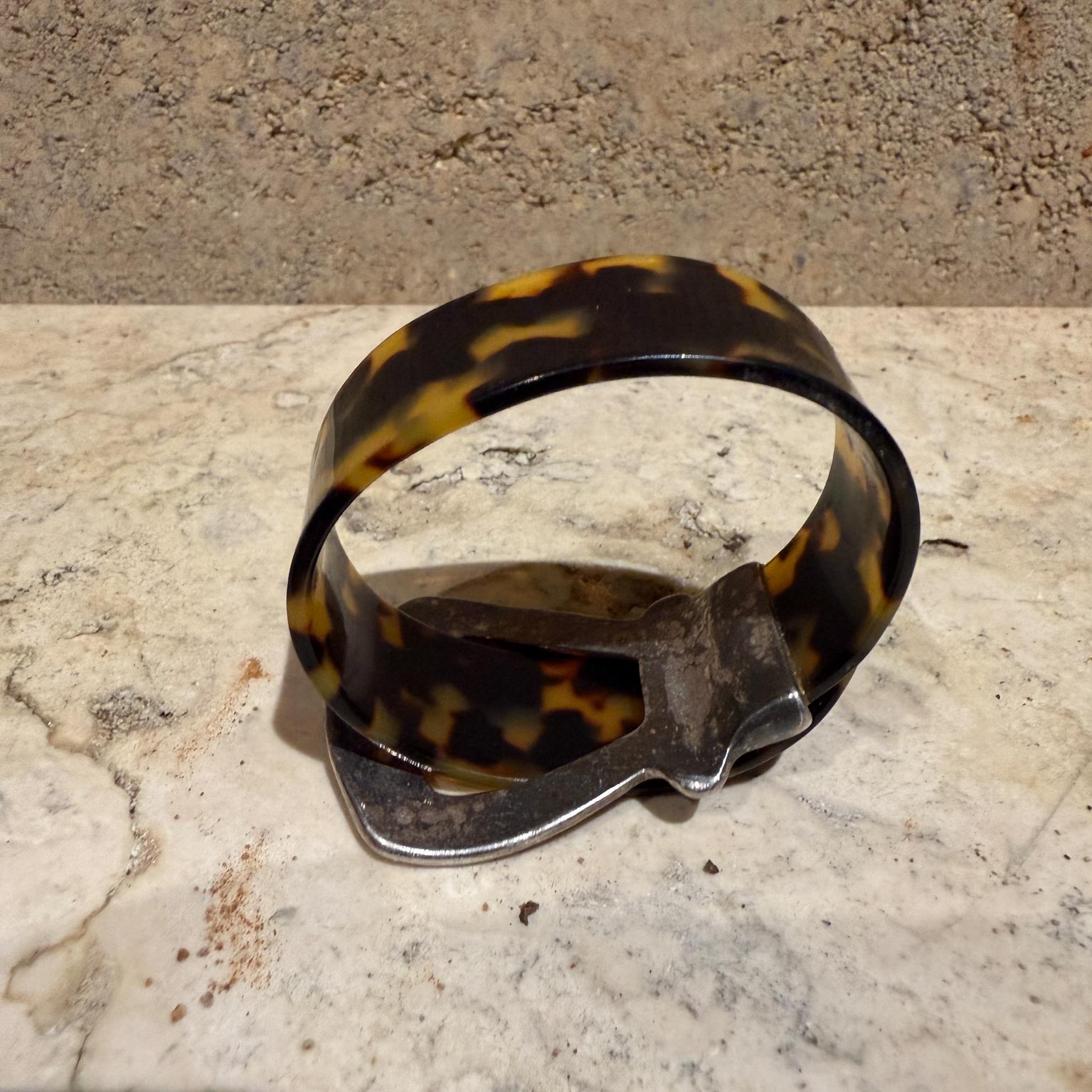 Gemello vintage moderno in argento con finto guscio di tartaruga in vendita 4