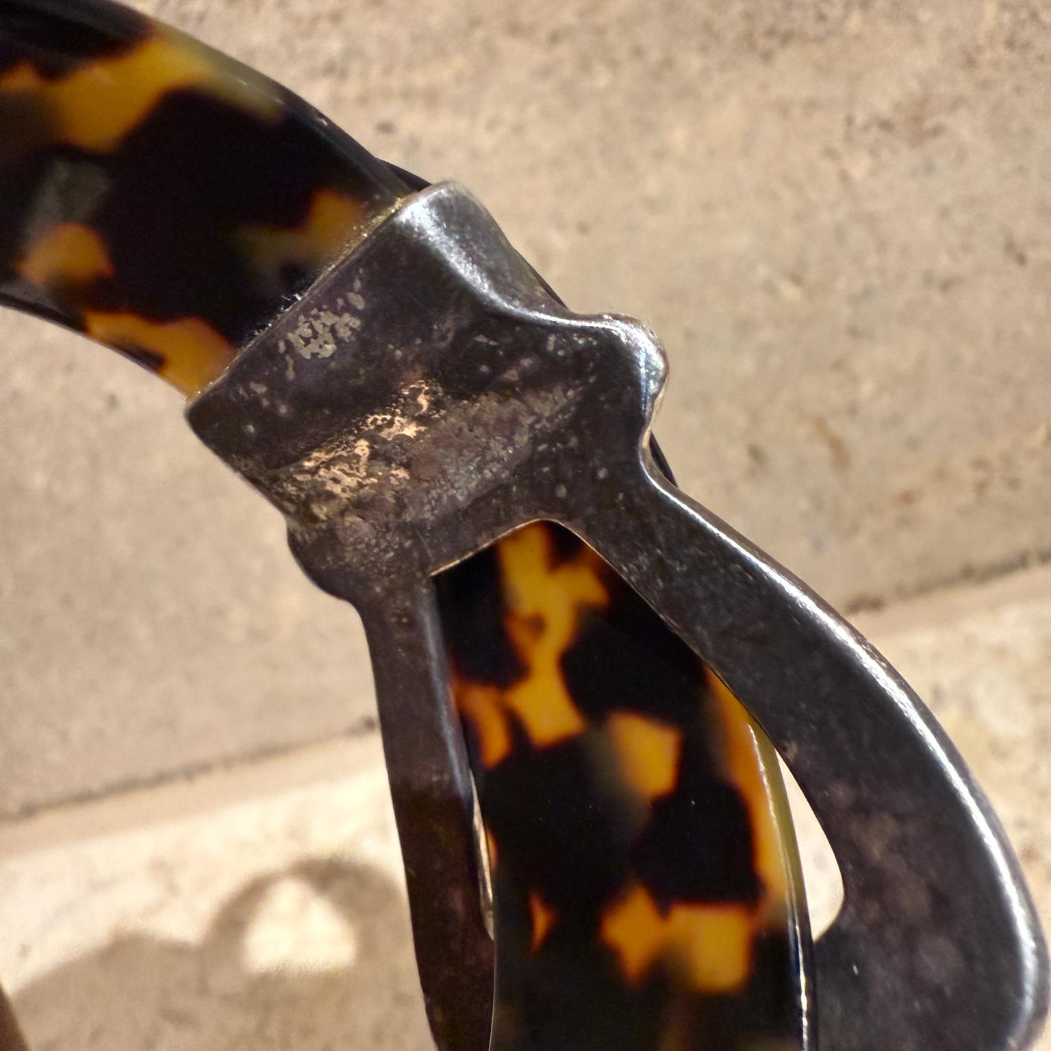 Gemello vintage moderno in argento con finto guscio di tartaruga in vendita 5