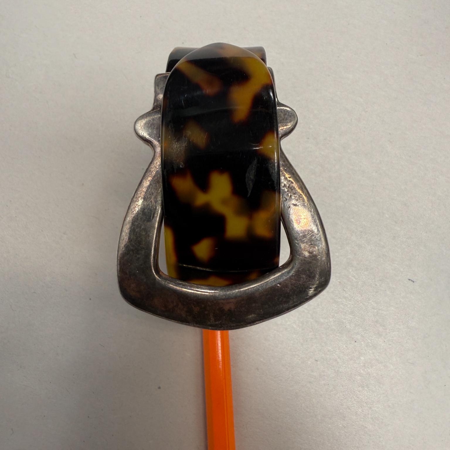 Gemello vintage moderno in argento con finto guscio di tartaruga in vendita 8