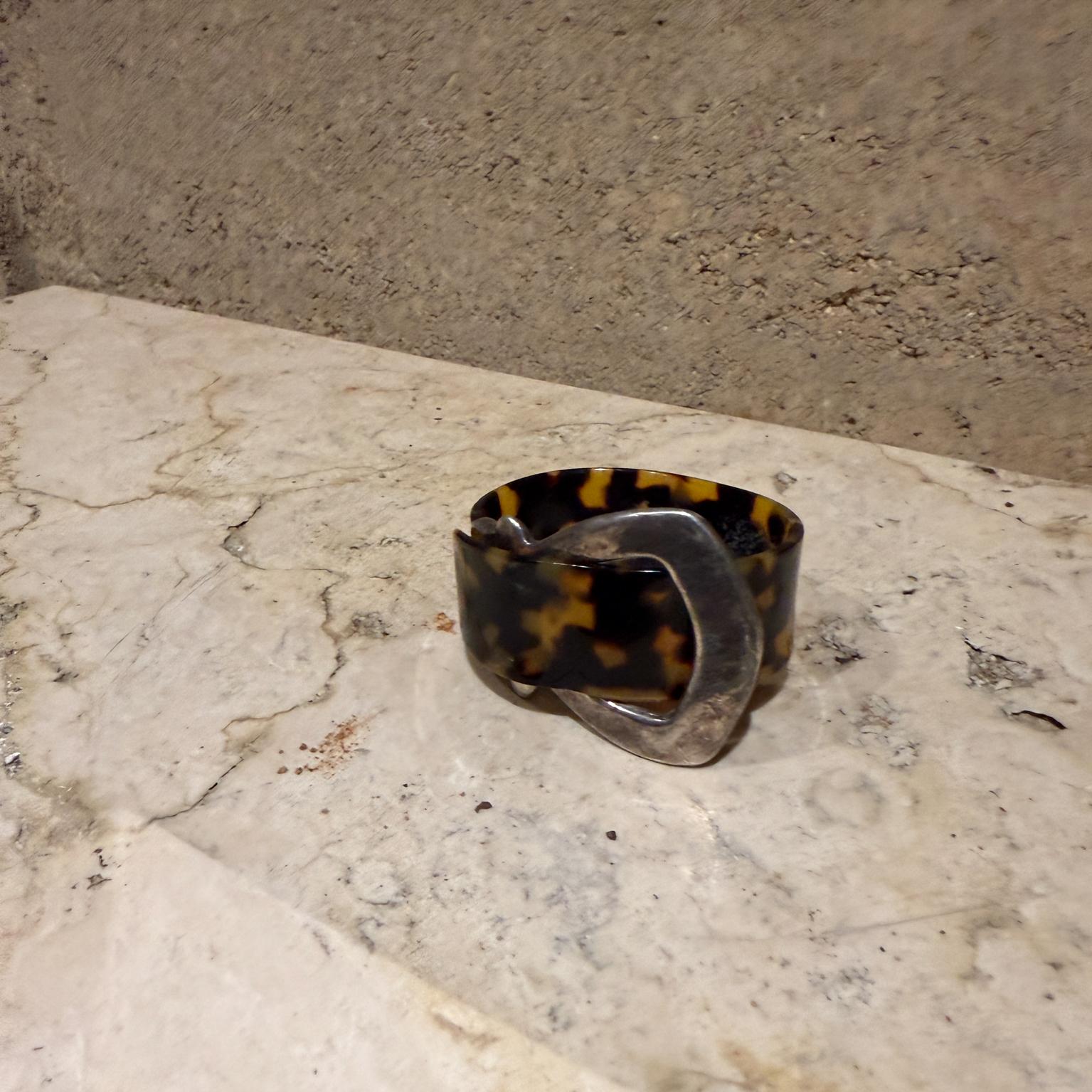 Gemello vintage moderno in argento con finto guscio di tartaruga In condizioni buone in vendita a Chula Vista, CA