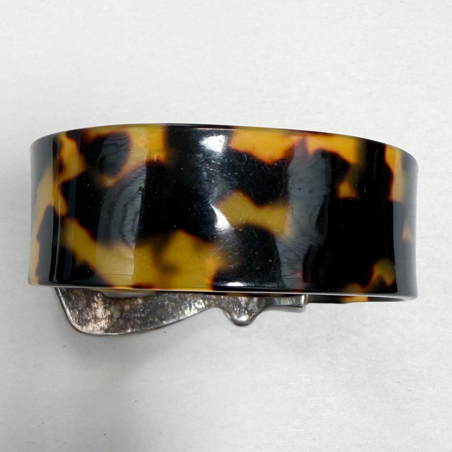Gemello vintage moderno in argento con finto guscio di tartaruga in vendita 1