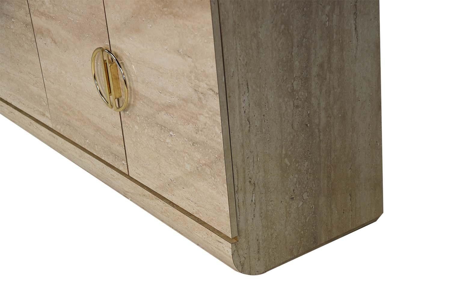 Vintage Modern Faux Travertine Credenza Sideboard In Good Condition In Baltimore, MD