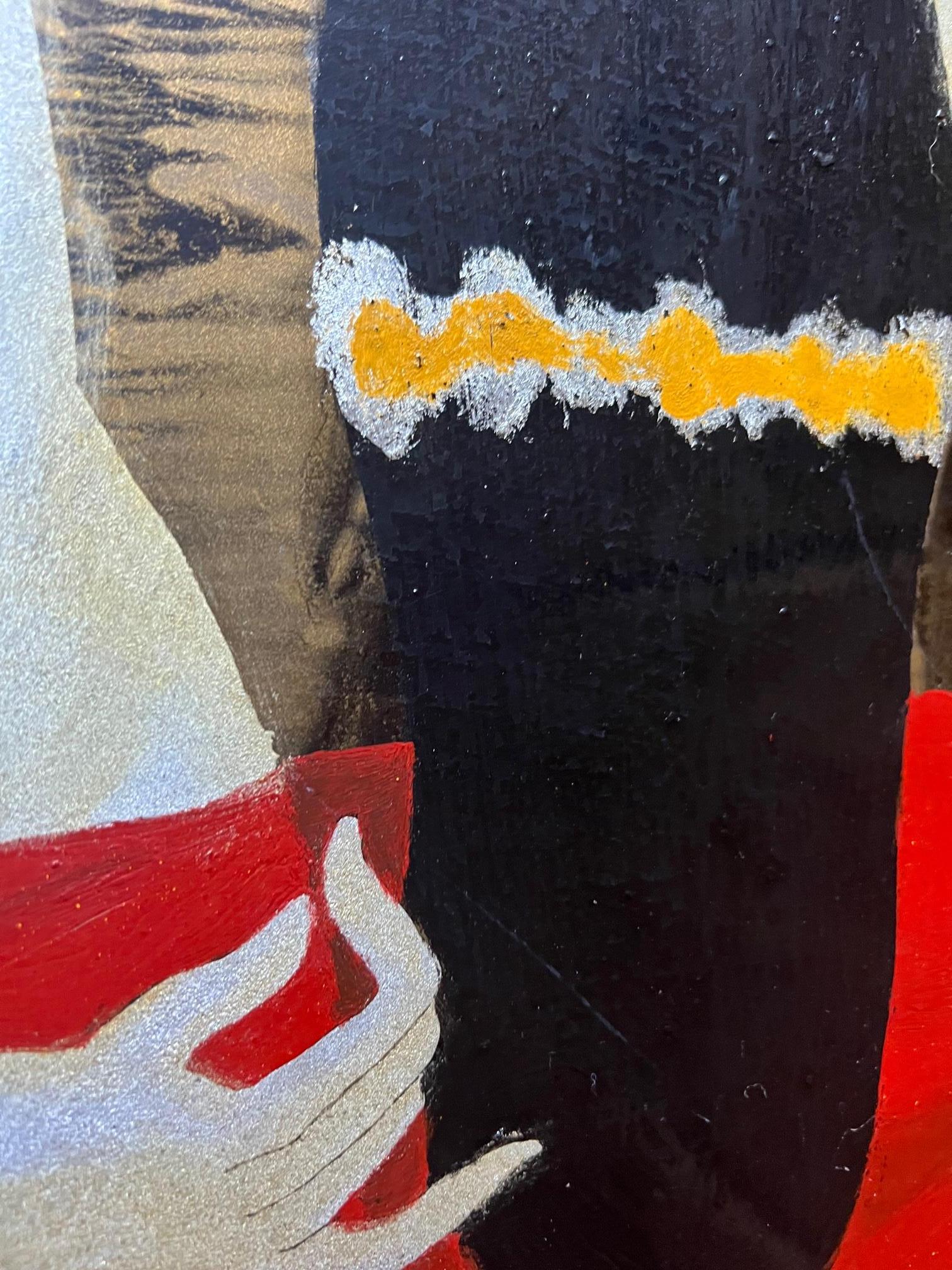 Unknown Vintage Modern Figurative Nude Painting on Wood, Signed by Artist