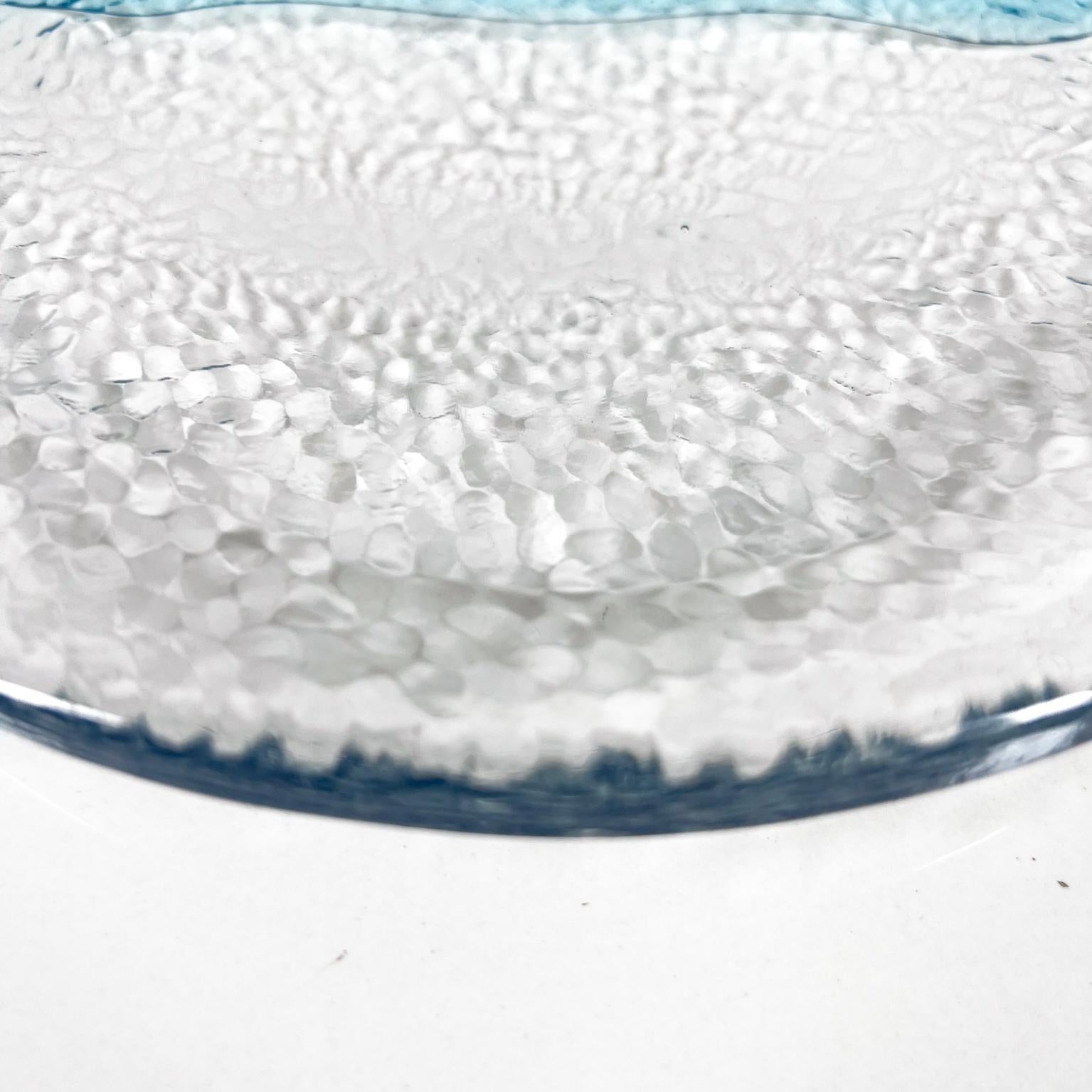 20th Century Vintage Modern Fish Plate Textured Blue Art Glass Serving Dish