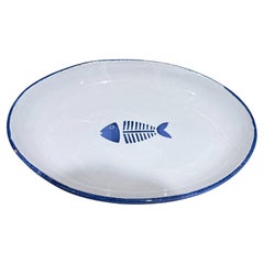 Plato Vintage de Cerámica Moderna de Pescado Hecho en Italia