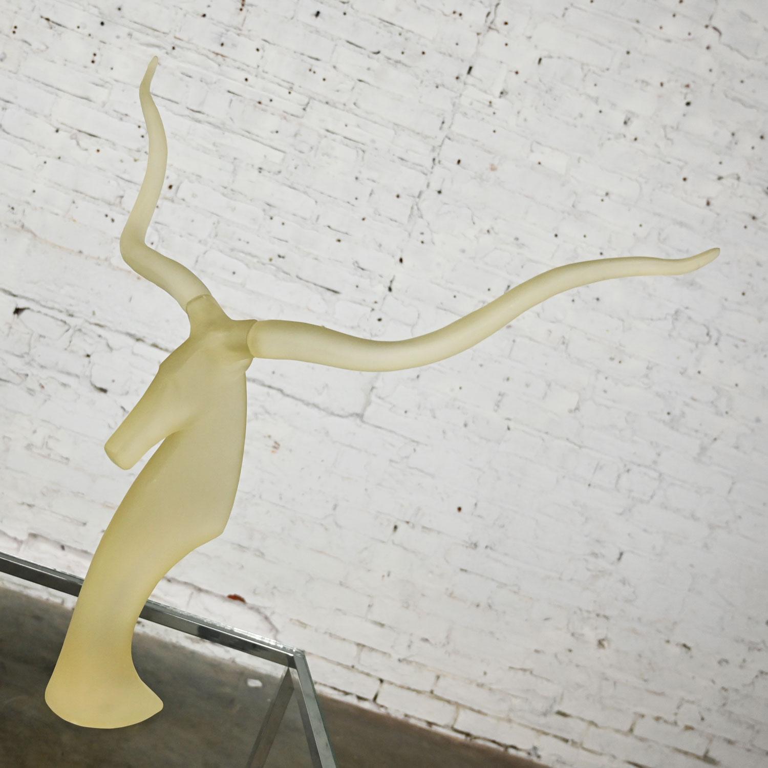 Vintage Modern Frosted Lucite Kudu Sculpture David Fisher for Austin Sculptures For Sale 5