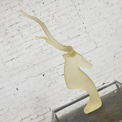 Vintage Modern Frosted Lucite Kudu Sculpture David Fisher for Austin Sculptures