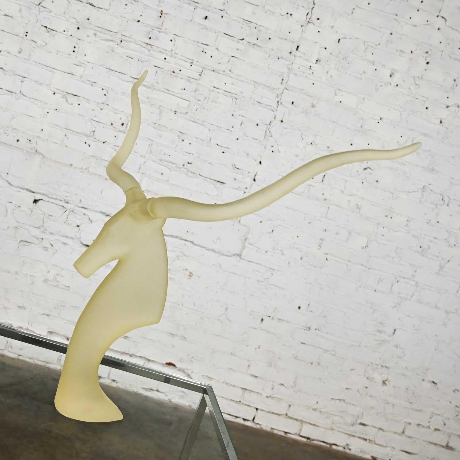 American Vintage Modern Frosted Lucite Kudu Sculpture David Fisher for Austin Sculptures For Sale