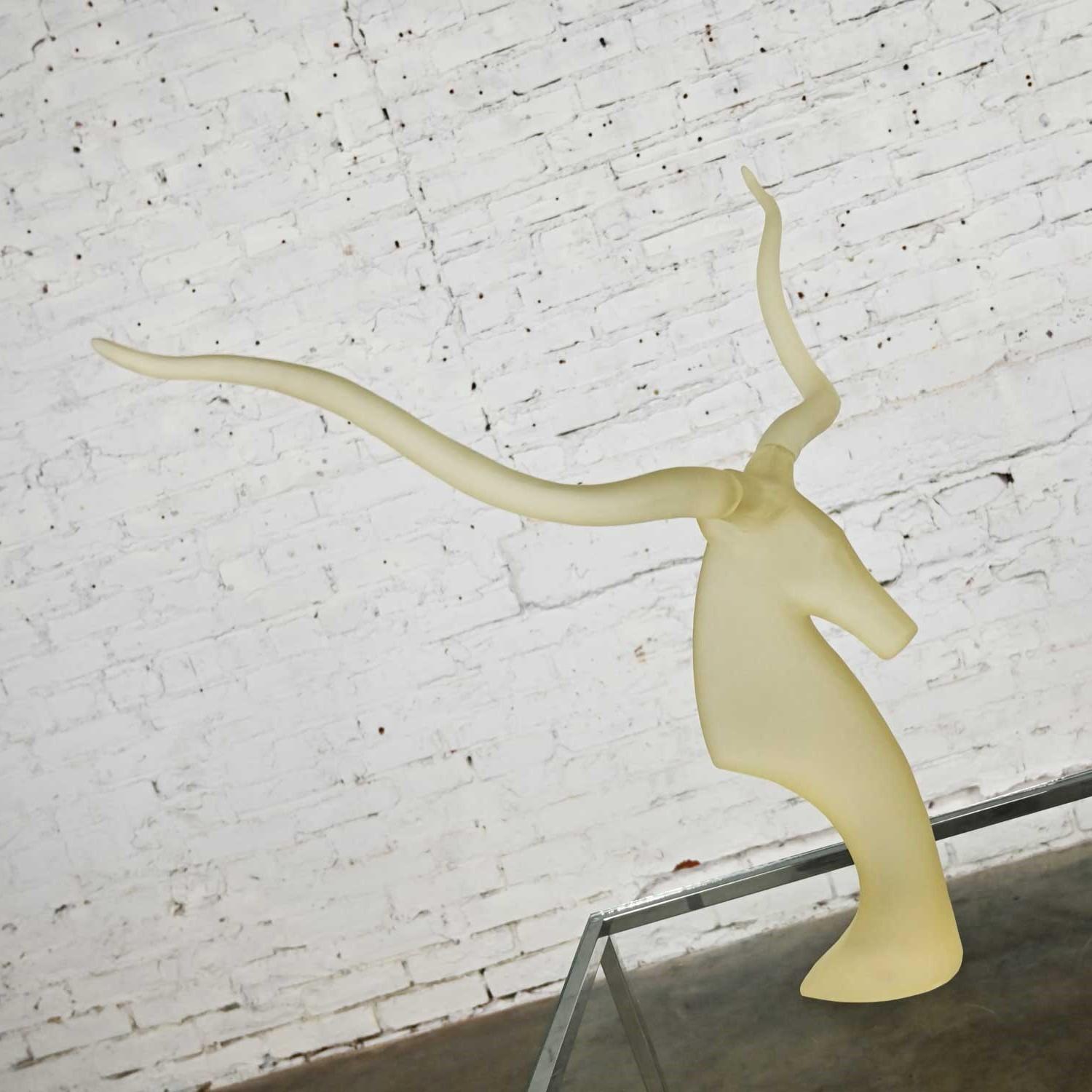 Vintage Modern Frosted Lucite Kudu Sculpture David Fisher for Austin Sculptures In Good Condition For Sale In Topeka, KS