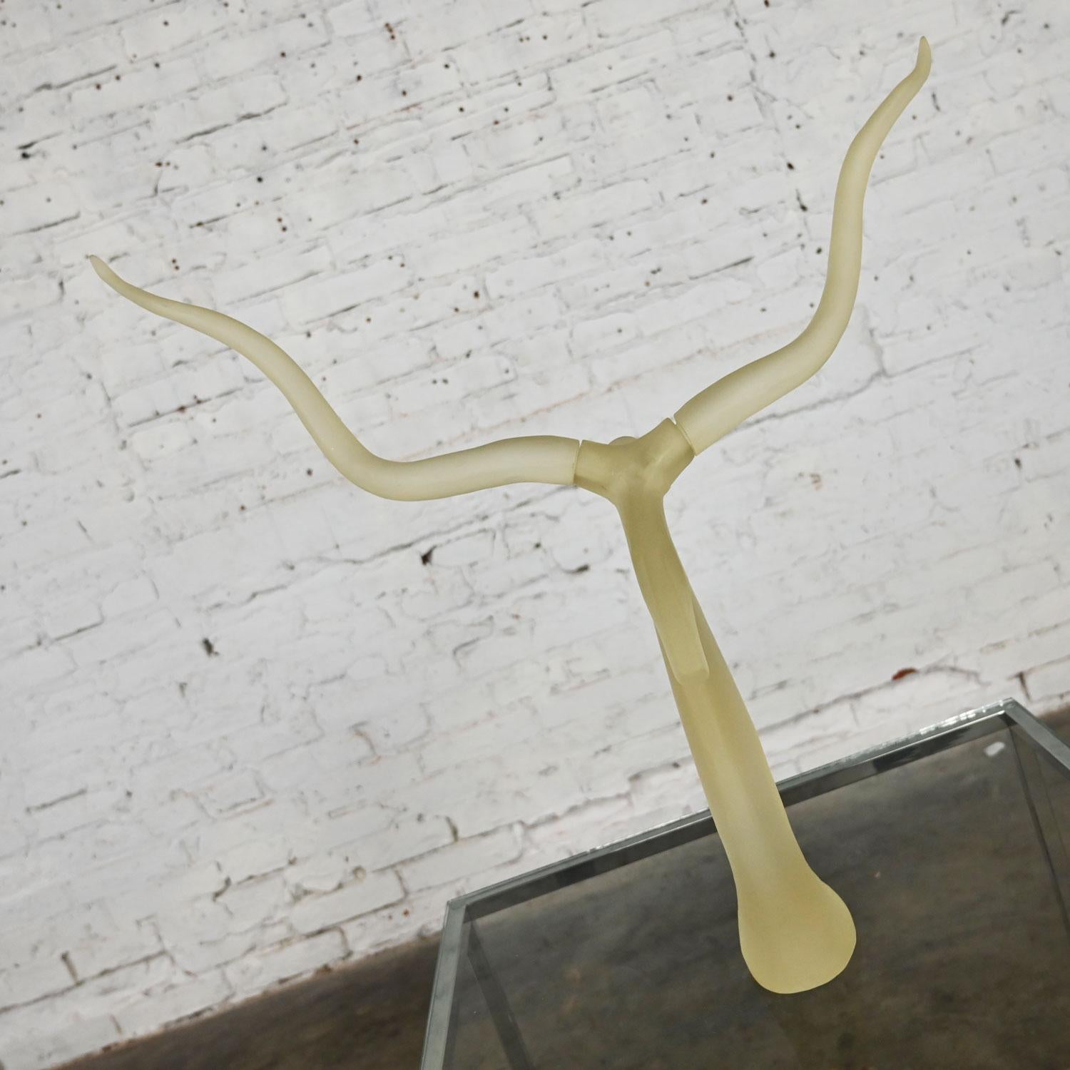 Vintage Modern Frosted Lucite Kudu Sculpture David Fisher for Austin Sculptures For Sale 1
