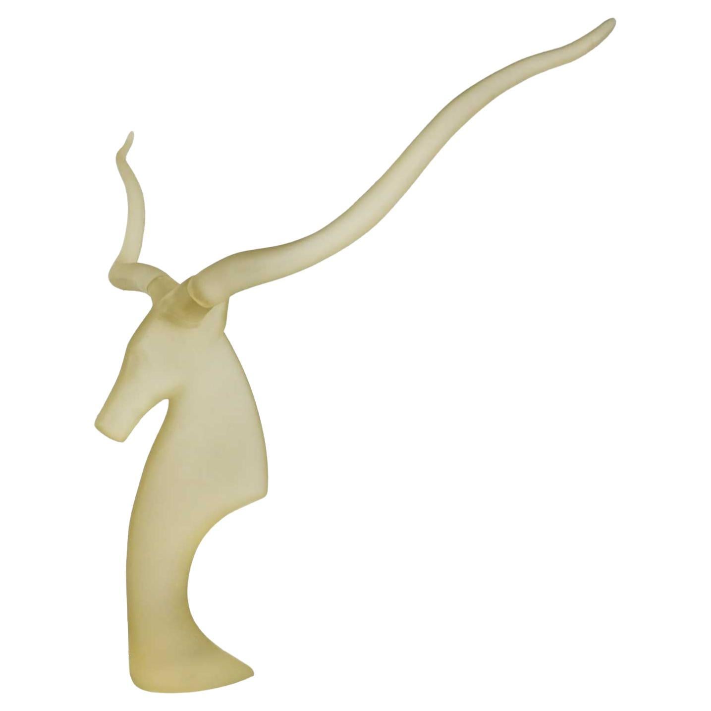 Vintage Modern Frosted Lucite Kudu Sculpture David Fisher for Austin Sculptures For Sale