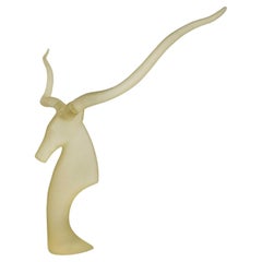 Vintage Modern Frosted Lucite Kudu Sculpture David Fisher for Austin Sculptures