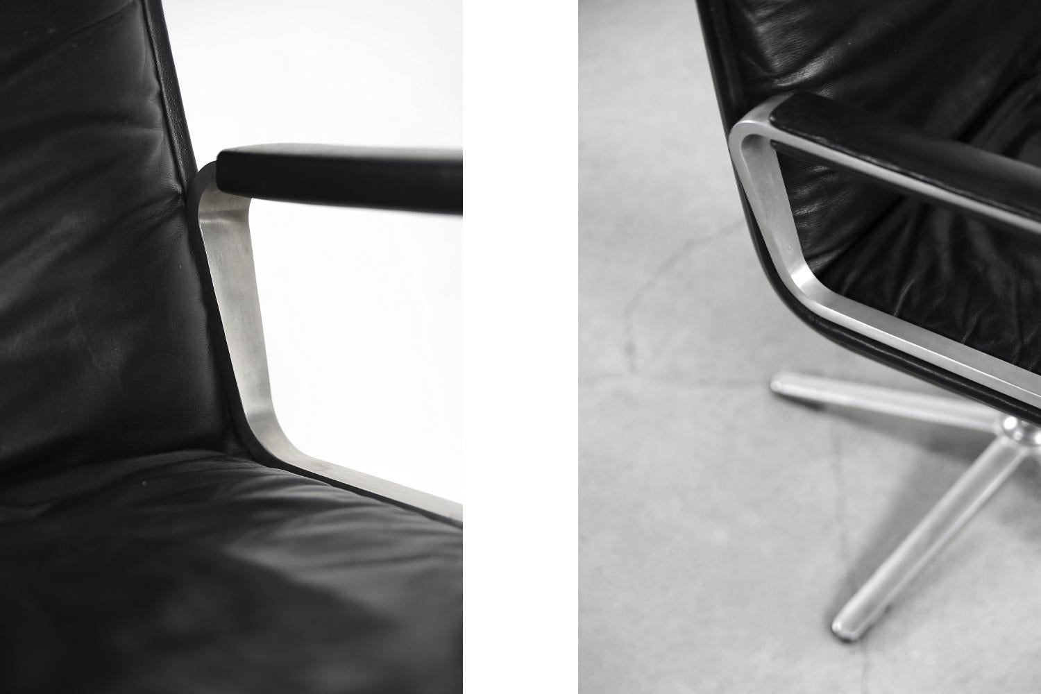 Mid-Century Modern Vintage Modern German Black Leather Delta 2000 Office Chair from Wilkhahn, 1968