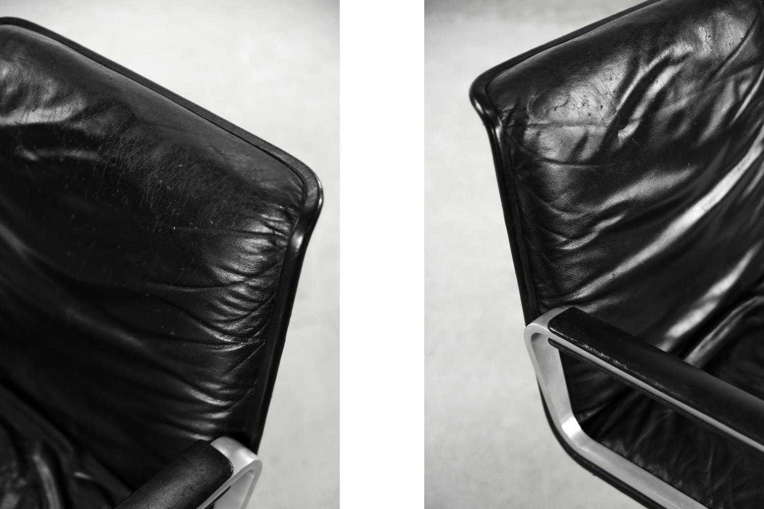 Mid-20th Century Vintage Modern German Black Leather Delta 2000 Office Chair from Wilkhahn, 1968