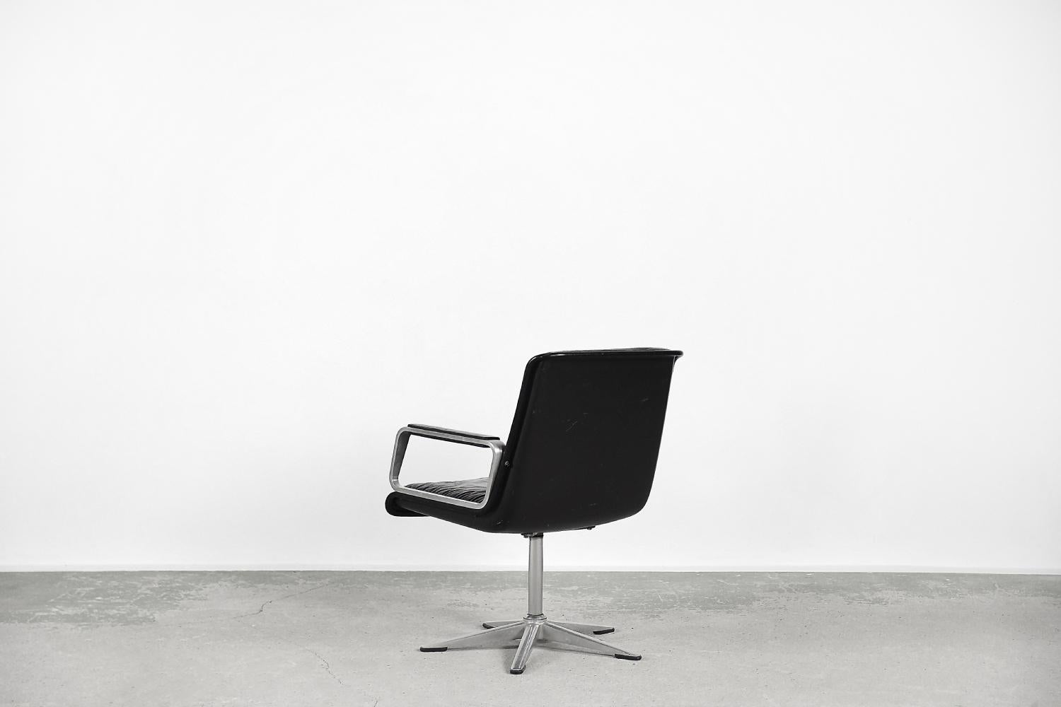 Vintage Modern German Black Leather Delta 2000 Office Chair from Wilkhahn, 1968 2