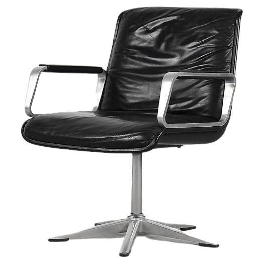 Vintage Modern German Black Leather Delta 2000 Office Chair from Wilkhahn, 1968