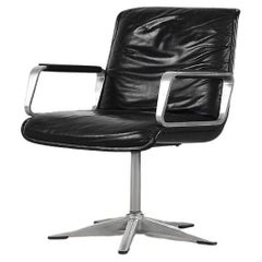 Vintage Modern German Black Leather Delta 2000 Office Chair from Wilkhahn, 1968