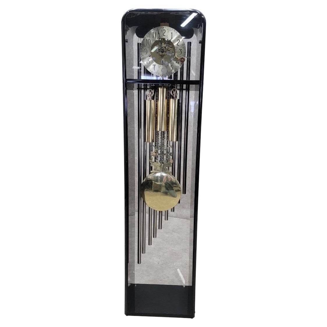 Vintage Modern German Hermle Black Forest Acryl Großvater Uhr