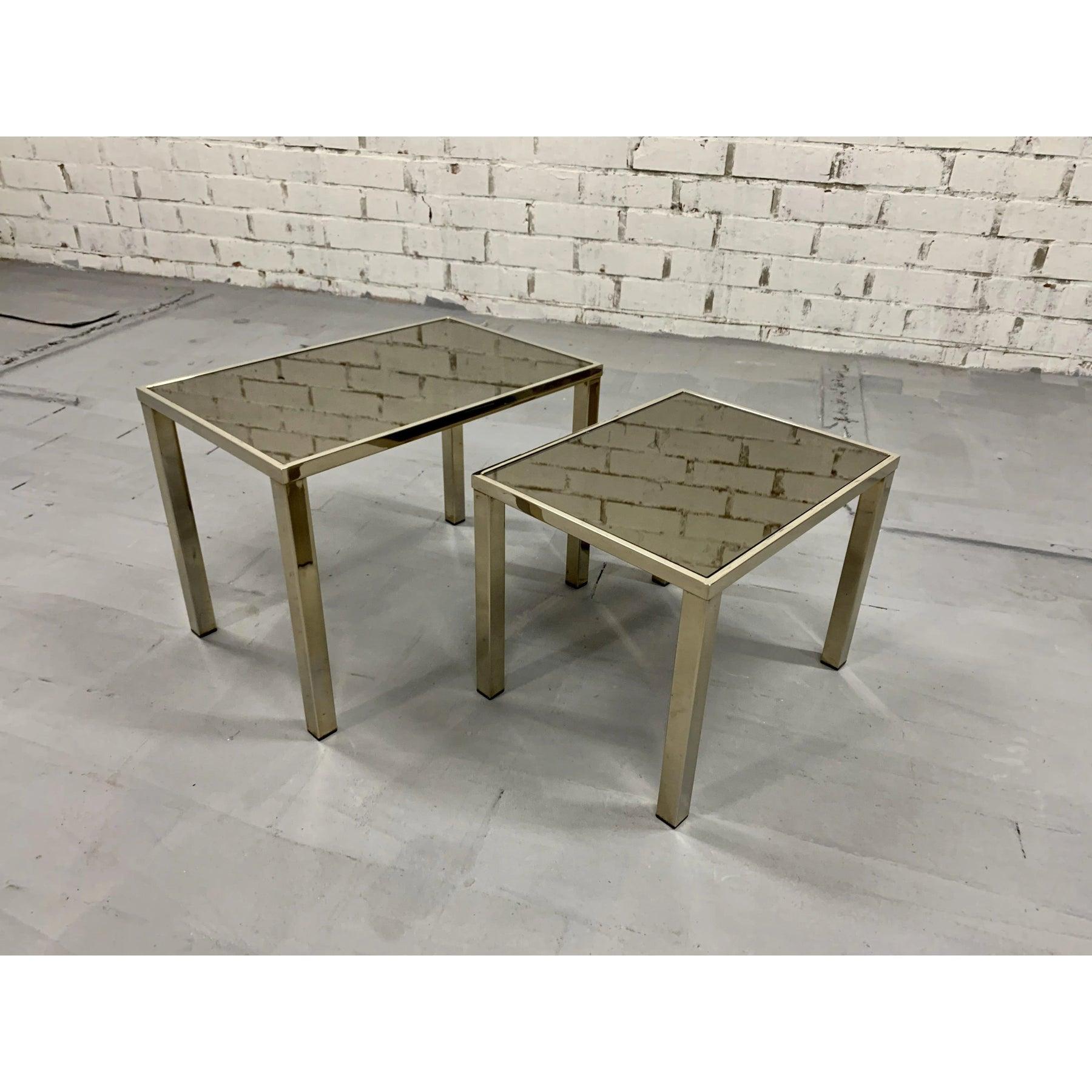 Vintage Modern Glass and Chrome Side Tables - a Pair in vendita 3