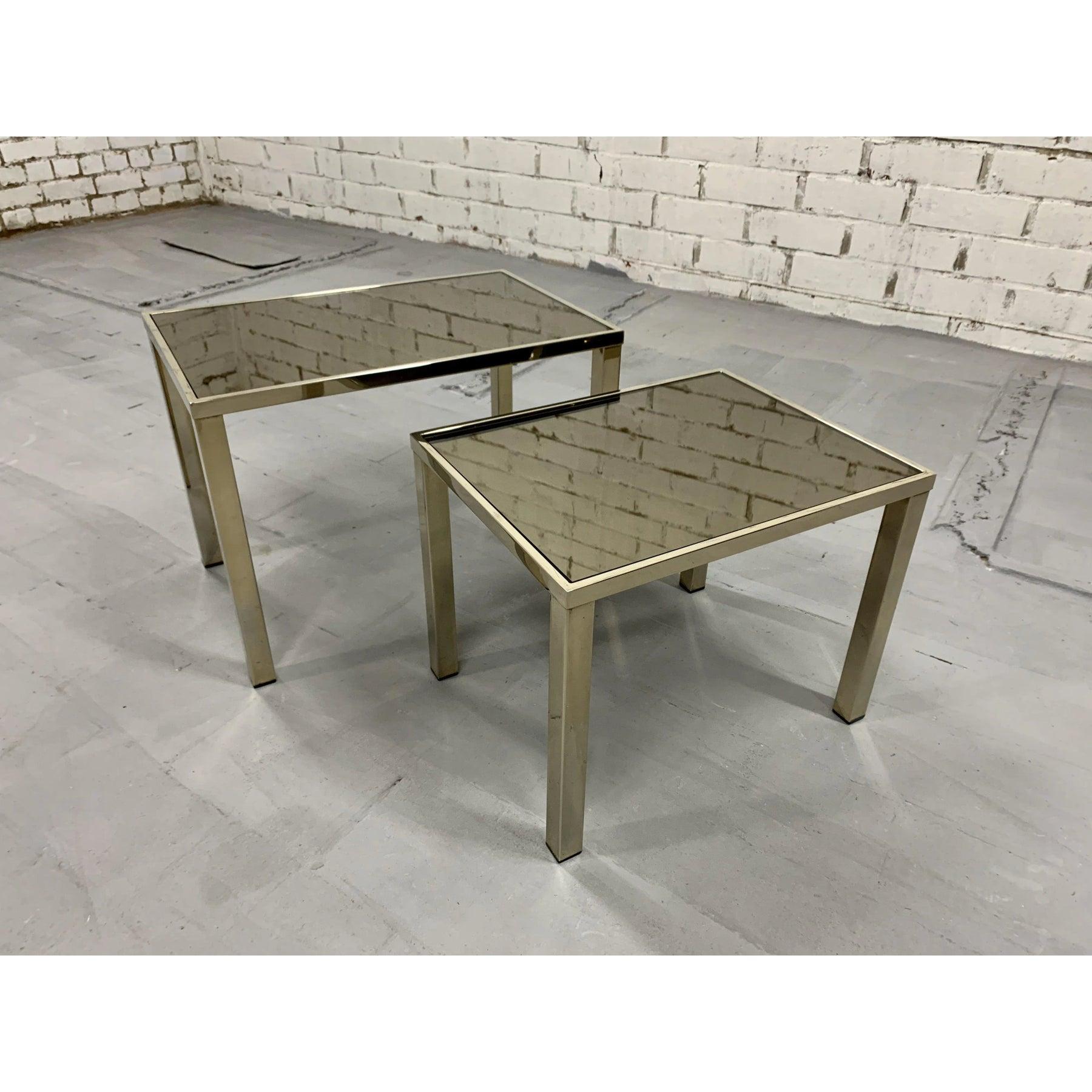 
Dimensions: Big table H 15.7” x W 22” x D 13.7”/ Small H 14.2” x W 18.1” x D 13.7”


Pair of vintage Italian modern side tables feature chrome construction and a glass top, perfectly complimenting the mid-century design. A wonderful addition to any