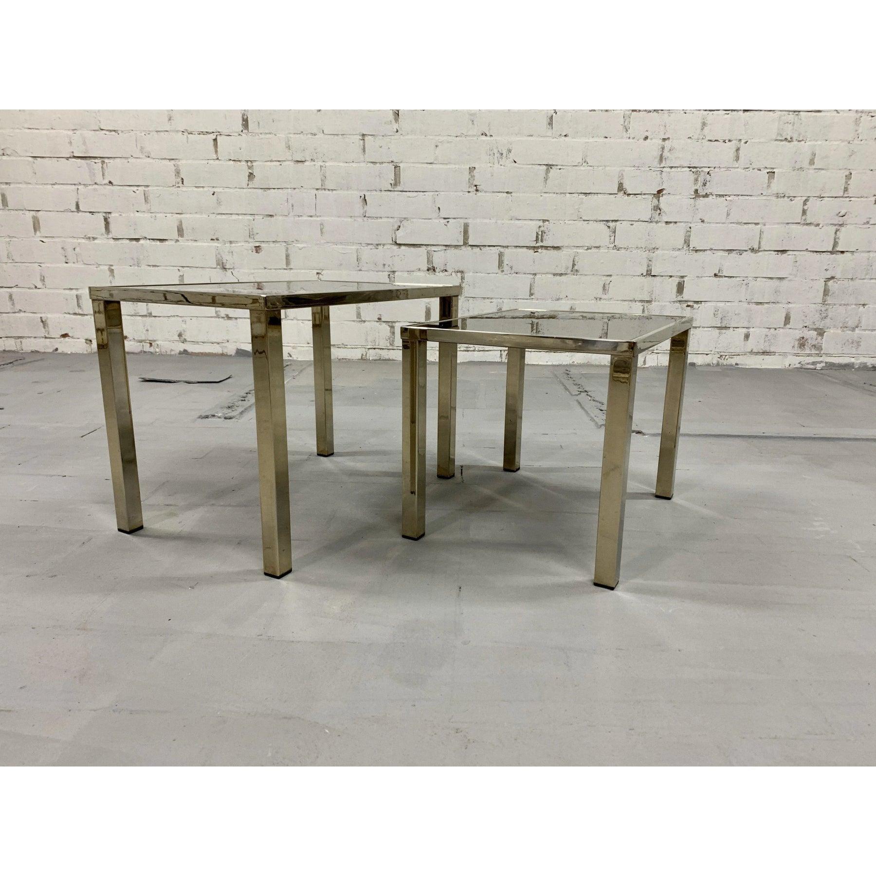 Mid-Century moderno Vintage Modern Glass and Chrome Side Tables - a Pair in vendita