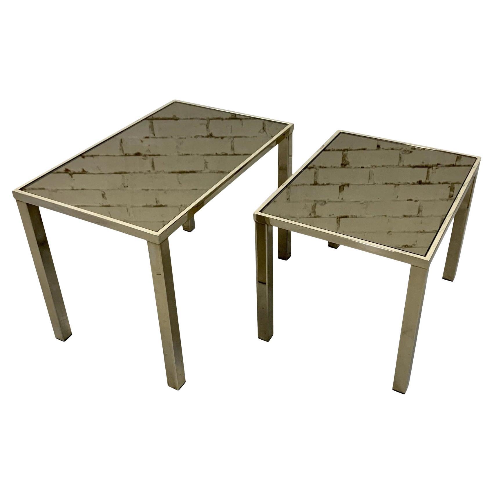 Vintage Modern Glass and Chrome Side Tables - a Pair