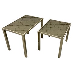 Vintage Modern Glass and Chrome Side Tables - a Pair