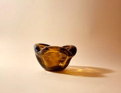 Vintage Modern Glass Bowl Gyula Budveszel Hungary 1990s